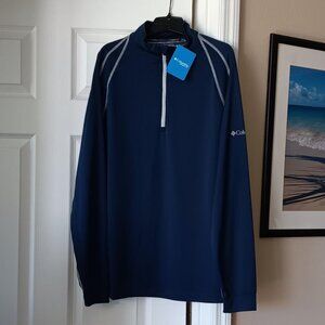 COLUMBIA Men's Pullover Quarter Zip with Omni Heat Blue Size Large NEW